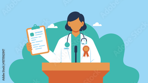 Doctor presenting medical research Vector