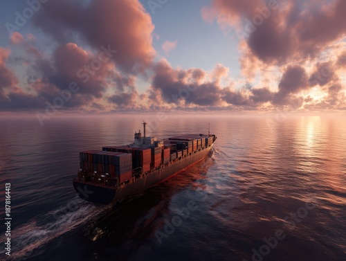Massive cargo ship navigate...