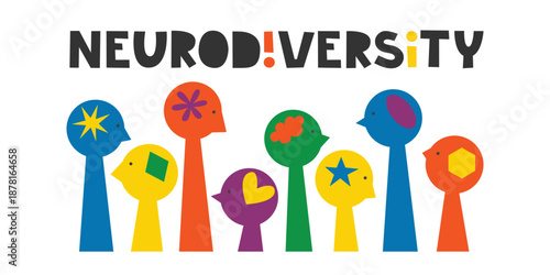 Silhouettes of various brains. Neurodivergent spectrum awareness concept. Different heads, unique minds and creative thinking. Autism, ADHD and cognitive differences inclusion vector flat illustration