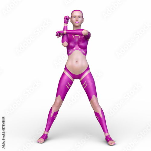 女性サイボーグ　3DCGレンダリング