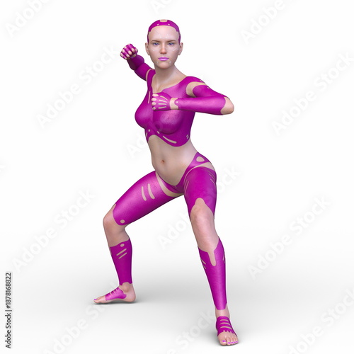 女性サイボーグ　3DCGレンダリング