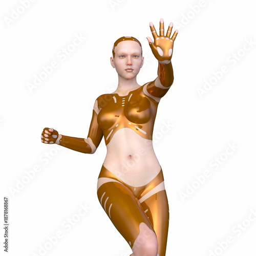 女性サイボーグ　3DCGレンダリング
