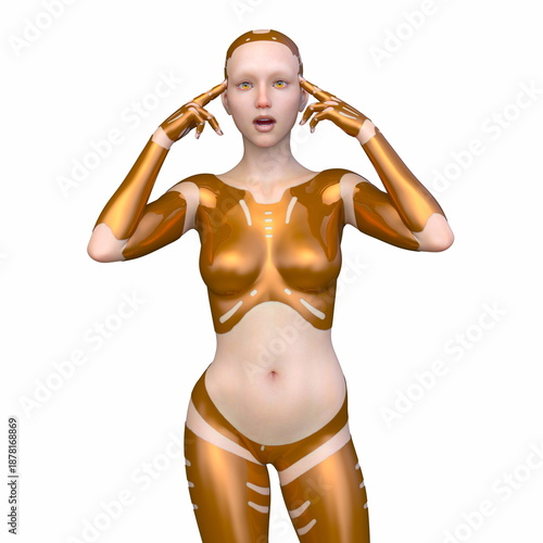 女性サイボーグ　3DCGレンダリング