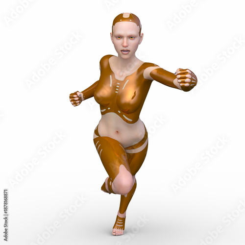 女性サイボーグ　3DCGレンダリング