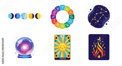 Collection of various astrology and zodiac symbols