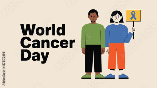 Children honoring world cancer day Vector