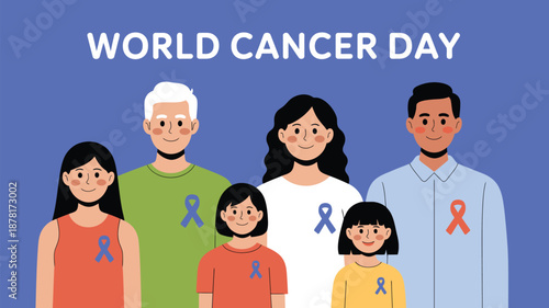 Family honors world cancer day Vector