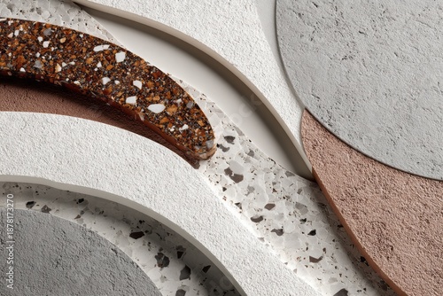 Abstract Layered Natural Material Textures with Stone Cork and Plaster