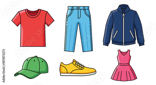 Colorful clothing and accessories