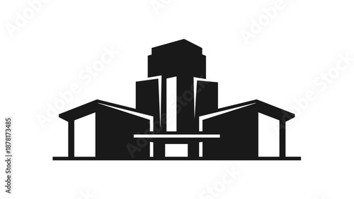 Modern Building Silhouette with Simple Design.