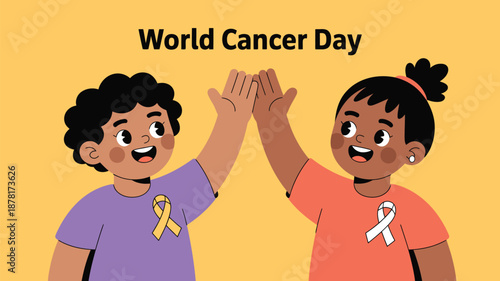 Children celebrate world cancer day Vector