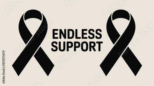 Black ribbons symbolize endless support Vector