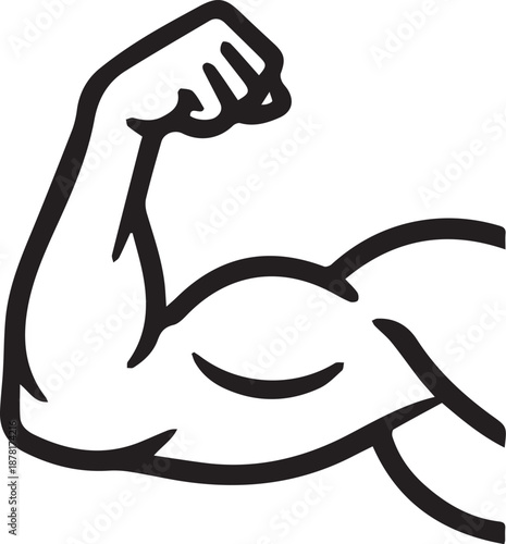  line vector icon of a arm flexing a muscle on white background 