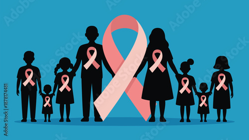 Family united in support of breast cancer awareness Vector