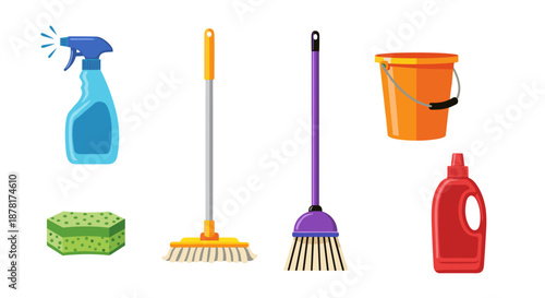 Cleaning supplies and tools for household chores