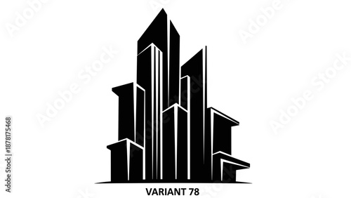 Modern City Skyline Silhouette Illustration.
