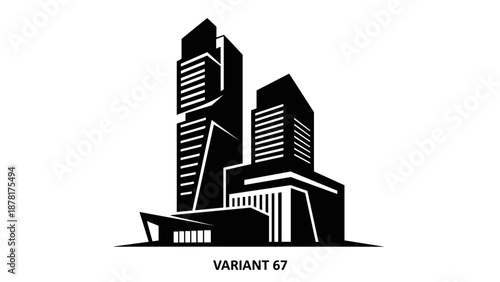 Modern City Buildings Silhouette Vector Illustration 1.