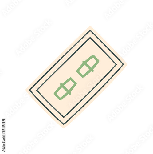 Simple Chinese mahjong game tile with minimal style. Classic boardgame piece featuring traditional design. Perfect for table game visuals, banners, or puzzle concepts, isolated graphic.