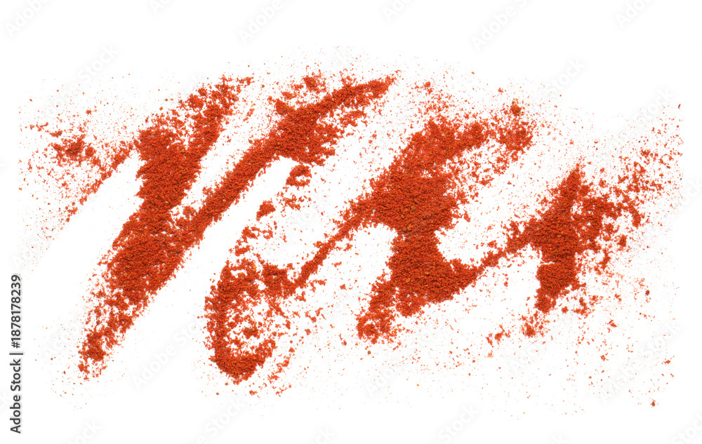 Obraz premium Red chili pepper powder isolated on white, top view