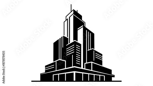 Modern Office Building Architecture Design Illustration.