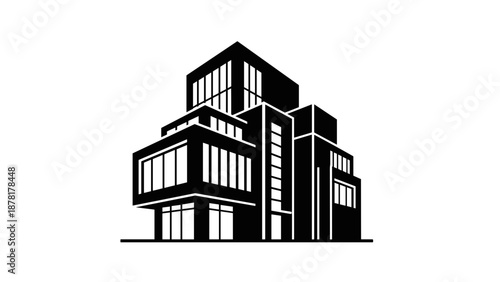 Modern Office Building Silhouette Graphic Illustration 1.