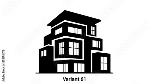 Modern Multi Level Building Design Illustration.