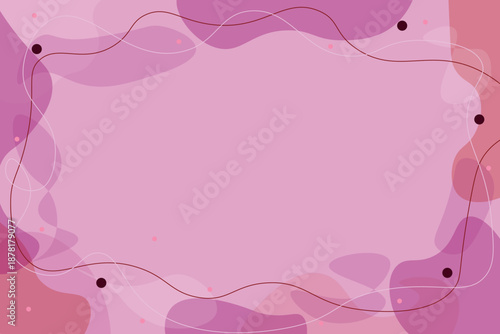 Soft Pink Abstract Background with Decorative Frame and Flowing Shapes