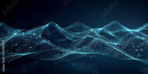  Abstract Digital Plexus Network Background with Glowing Blue Nodes and Dynamic Connecting Lines, Showcasing Big Data Systems, Global Communication Networks, and Advanced Technology