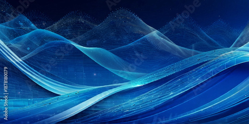  Abstract Digital Plexus Network Background with Glowing Blue Nodes and Dynamic Connecting Lines, Showcasing Big Data Systems, Global Communication Networks, and Advanced Technology