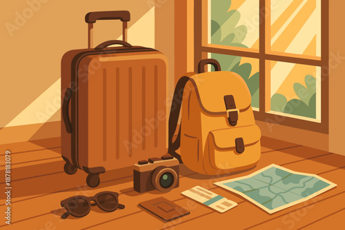 Weekend cozy window creating travel sunlight through illustration vector essentials exciting like