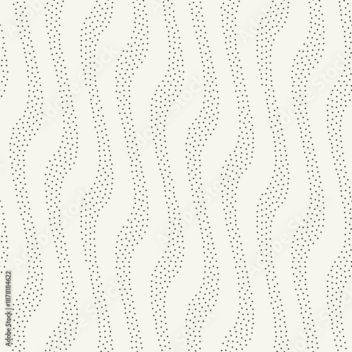 Vector seamless pattern. Modern spotted texture. Repeating abstract dotted background. Graphic wavy stripes. Can be used as a swatch in Illustrator.