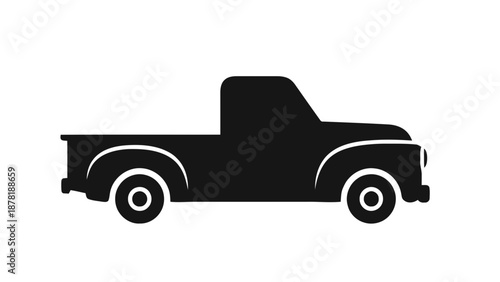 Vector illustration of a classic single cab pickup truck profile, on transparent background