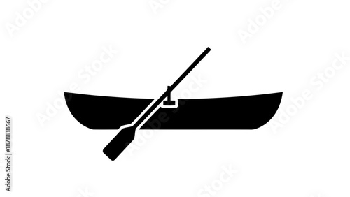 Vector illustration of a classic canoe with a paddle, ready for water adventures, on transparent background