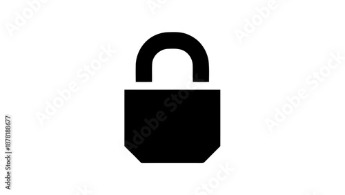 Vector illustration of a black padlock security symbol on transparent background, representing access control and data privacy