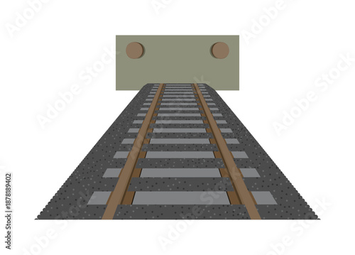 Railroad end. Simple flat illustration in perspective view.