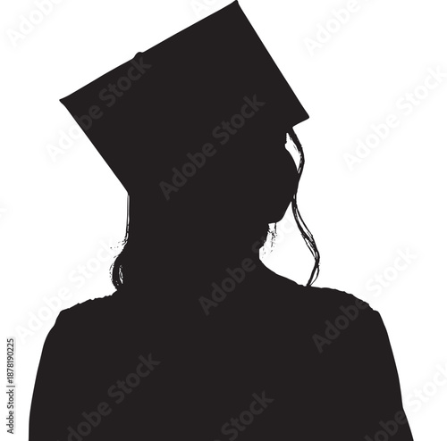 Silhouette of a graduate wearing a cap and gown celebrating academic achievement and future success with a sense