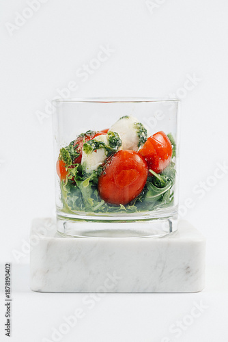 Caprese Salad Verrine with Cherry Tomatoes and Mozzarella