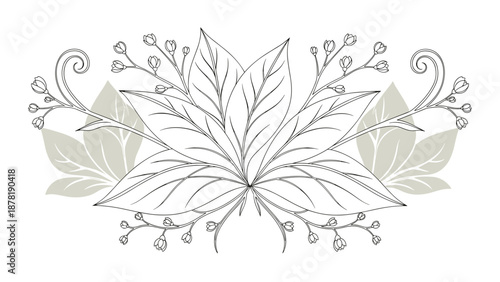Elegant floral design with leaves and vines
