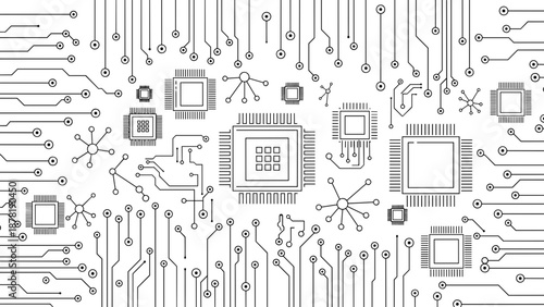 Circuit board with microchips and electronic components