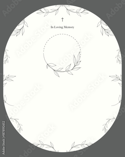 Funeral card. background with place for your text and lilies. Church cross and photo space 