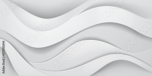 Smooth, flowing white waves on a light gray background, creating a sense of movement and fluidity.