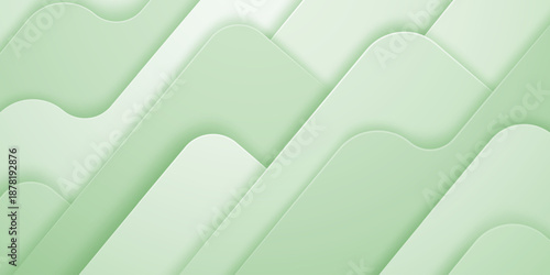 A soothing abstract background featuring layered, rounded mint green shapes with subtle shading and smooth curves, creating a calming visual effect.