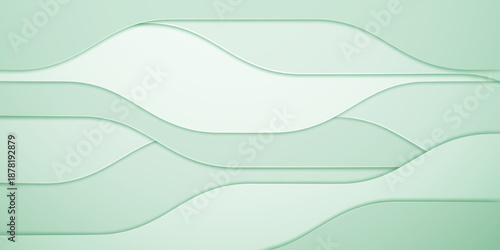 A soothing pastel green abstract background featuring layered wavy shapes, creating a calming and serene visual effect with subtle shading.
