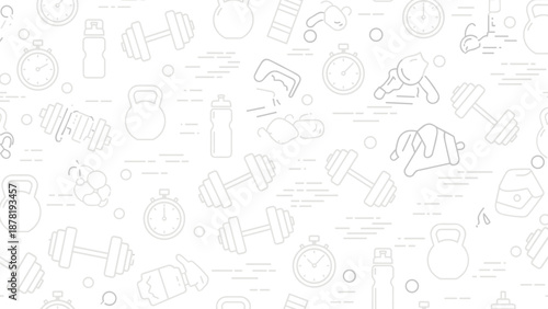Fitness icons and equipment illustrations