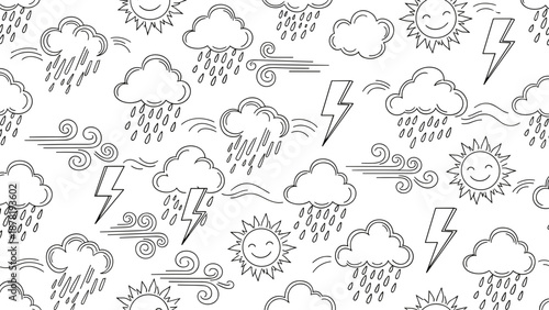 Weather icons and symbols in black and white