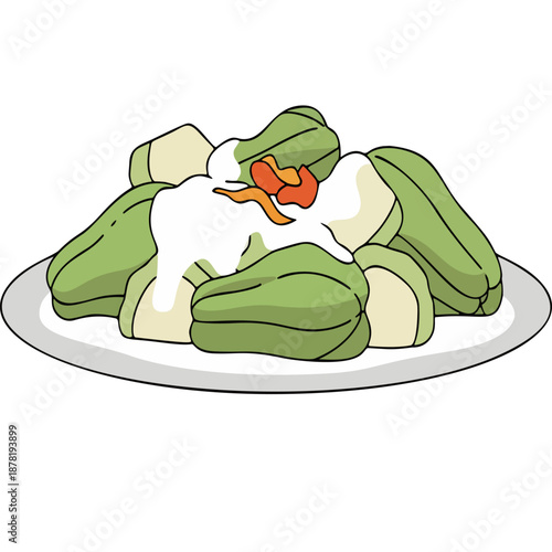 Cartoon Dumplings on a Plate.