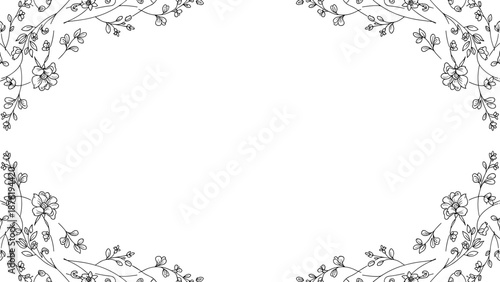 Elegant floral border design with vines and flowers