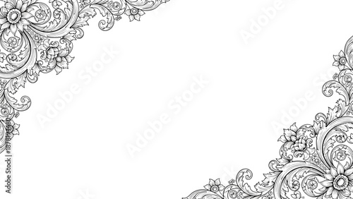 Ornate floral border design element with intricate patterns