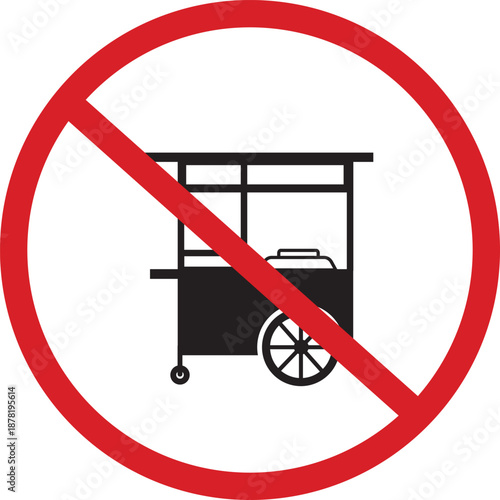 No street food vendors sign with cart illustration