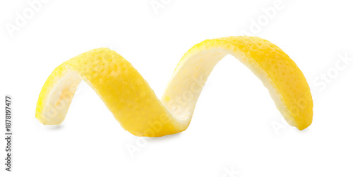 Lemon zest isolated on white. Citrus fruit peel
